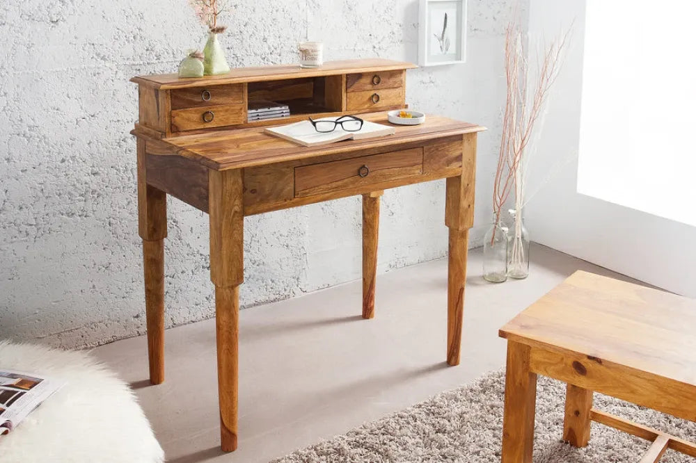 Birou din Lemn de sheesham Maro L90xH90cm HEMINGWAY