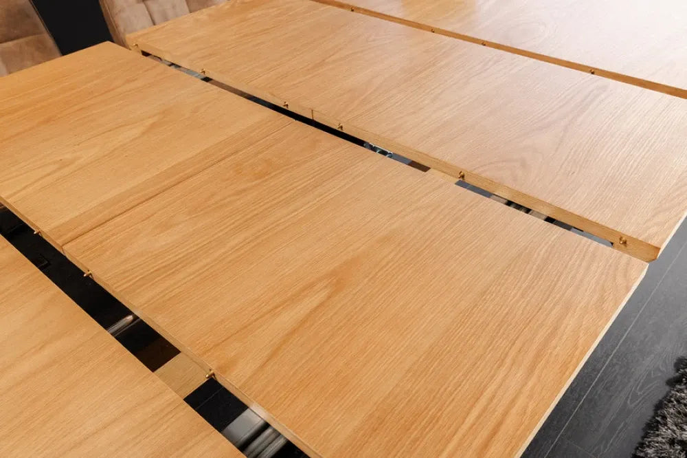 Masa extensibila din MDF/Funir de stejar Maro si Metal Negru L180-300xH76cm GIANT