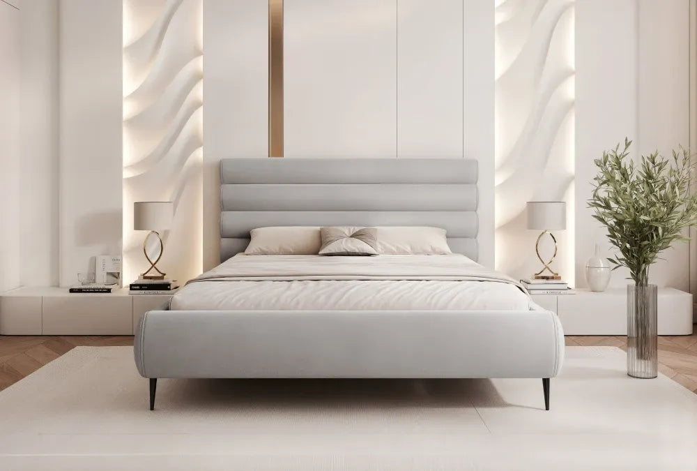 Pat 140 x 200 tapitat cu Catifea Dream velvet Gri Kora