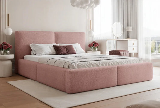 Pat 200 x 200 tapitat cu Stofa boucle Now or never Roz Elara