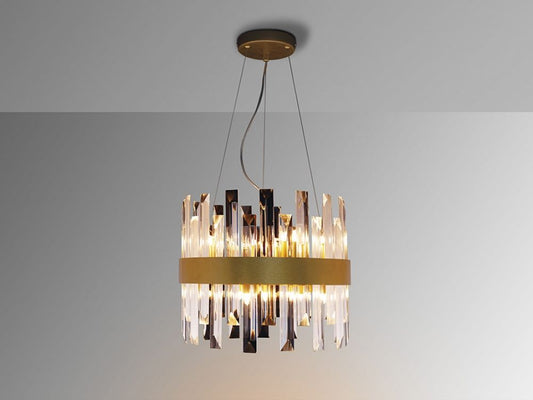 Lustra din Metal si Sticla Auriu Transparent H120xD35cm Grace