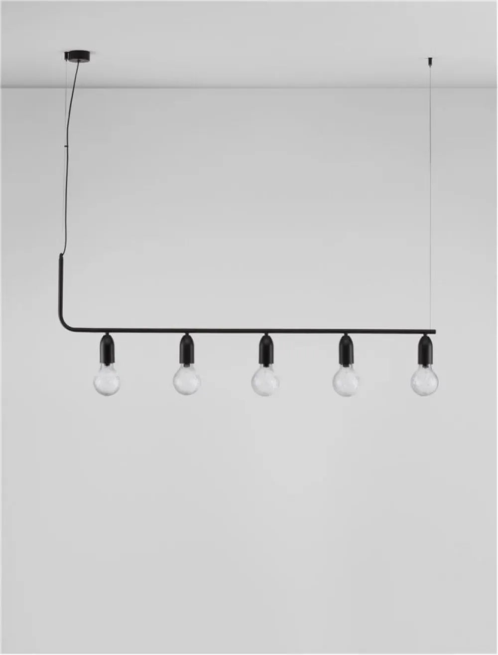 Lustra structura din Metal Negru si abajur din Sticla Transparent H120xL128cm IP20 VEDA