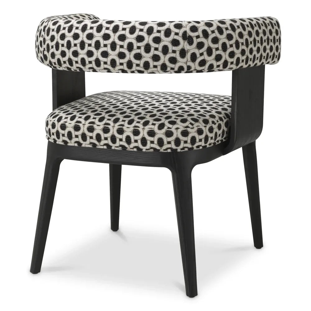Scaun tapitat cu Stofa Alb/Negru L69xA56xH73cm Dubois Eichholtz