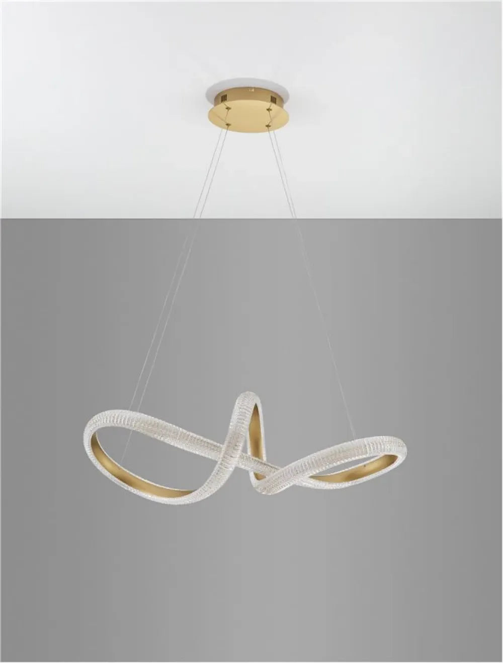Lustra structura din Aluminiu Auriu si abajur din Acrilic Transparent H120xL75.5cm IP20 42W 3400lm 3000k MEDORA