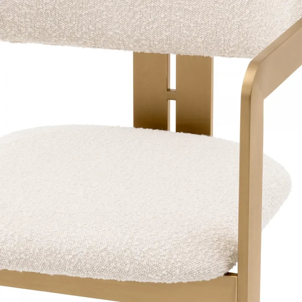 Scaun tapitat cu Stofa boucle Crem cu picioare din Metal Alama H80xL57.5xA59cm Donato Eichholtz
