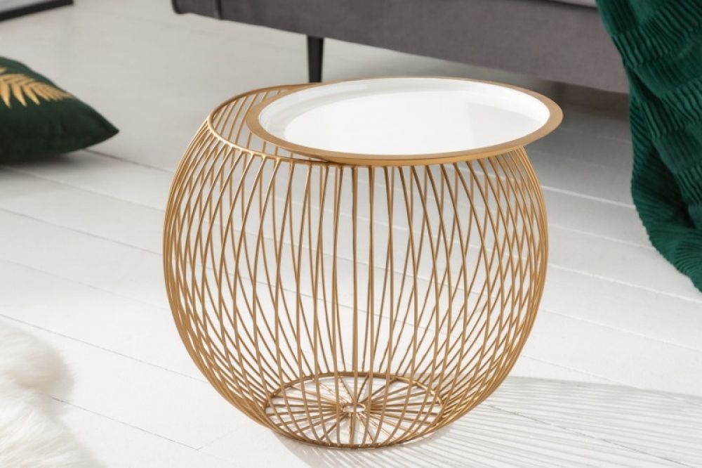 Masuta de cafea rotunda din Metal Auriu D41xH33cm Basket