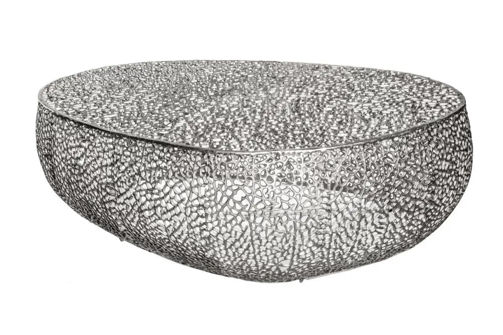 Masuta de cafea din Metal Argintiu L122xH42cm Leaf