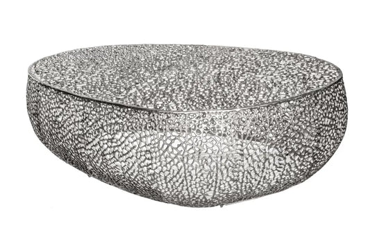 Masuta de cafea din Metal Argintiu L122xH42cm Leaf