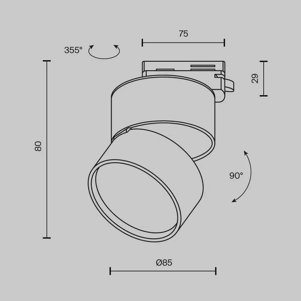 Spot pentru sina Unity din Aluminiu Alb H11xD8.5cm ONDA