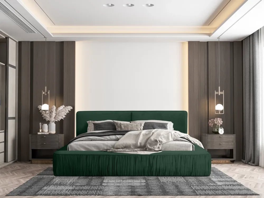 Pat 180x200cm tapitat cu Catifea Verde Naomi