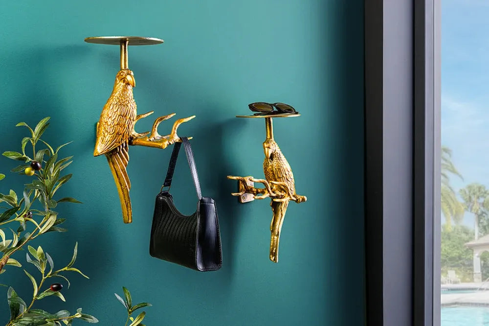 Set 2 cuiere din Metal Auriu L23xH43cm WILDLIFE BIRDS