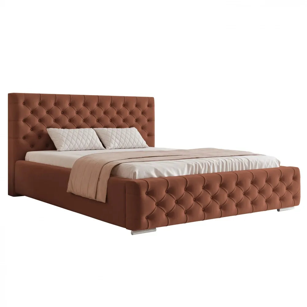 Pat 180 x 200 tapitat cu Stofa Kronos Teracota Lora