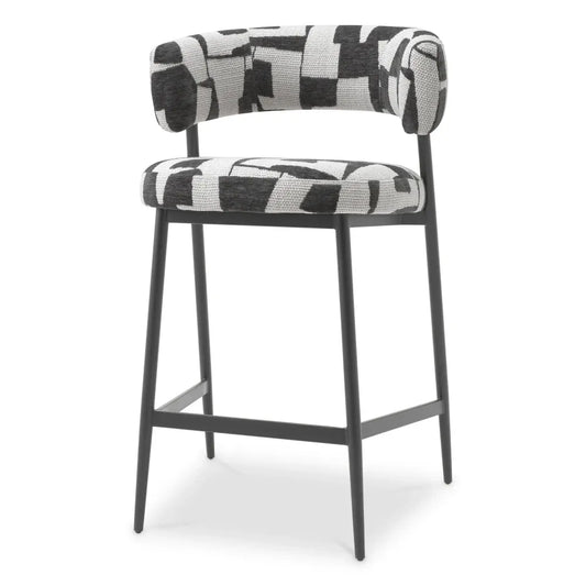Scaun de insula tapitat cu Stofa Negru/Alb L59xA57xH95.5cm Folsom Eichholtz