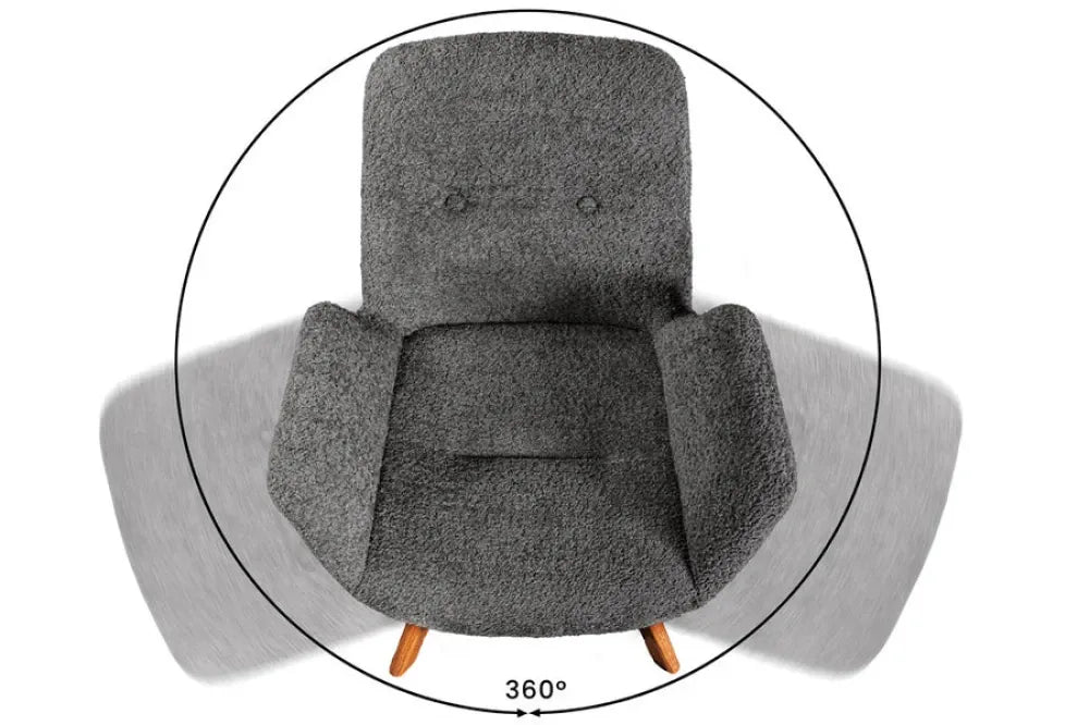 Set 2 scaune rotative tapitat cu Stofa boucle Gri si picioare din Lemn de stejar Maro H85xL61xA63cm BALTIC