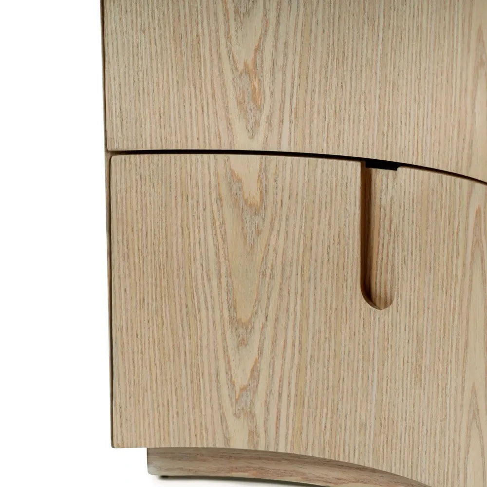 Noptiera rotunda cu 2 sertare Jordan de culoare stejar L52xH51cm