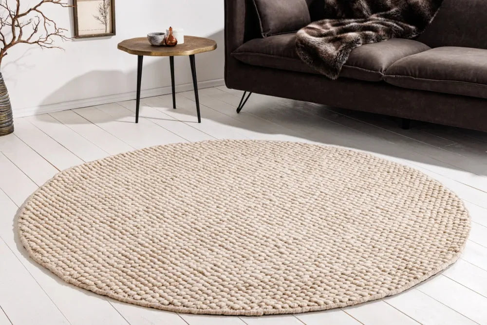 Covor din Lana/Poliester Bej L150cm Wool