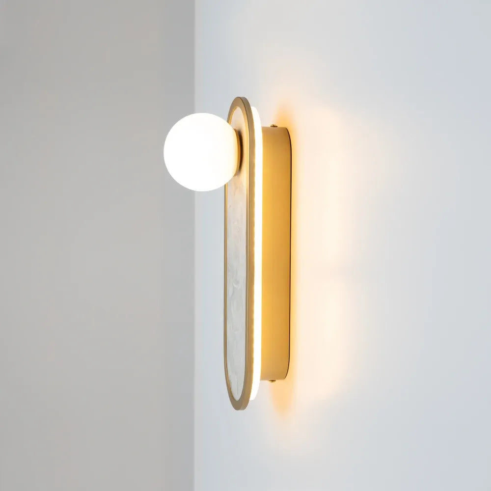 Aplica de perete din Aluminiu Alama si Sticla Alb H33xL12.8cm Blink