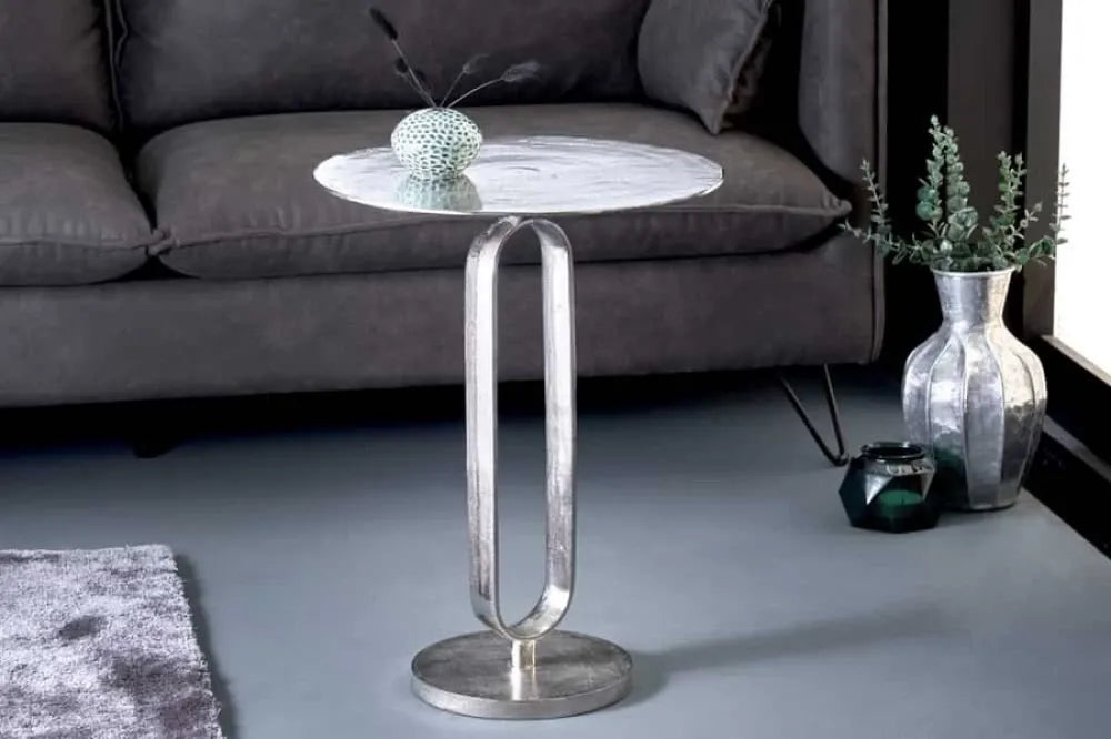 Masuta laterala din Metal Argintiu L45xH60cm Elegance