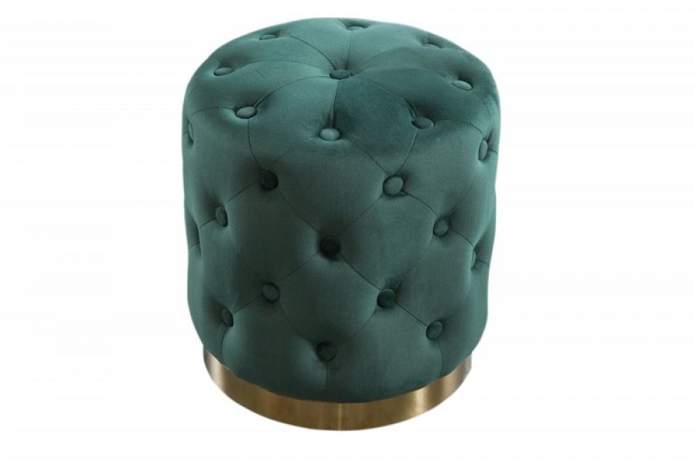 Puf rotund tapitat cu Catifea Verde D36xH40cm Chester
