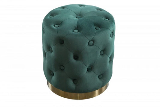 Puf rotund tapitat cu Catifea Verde D36xH40cm Chester
