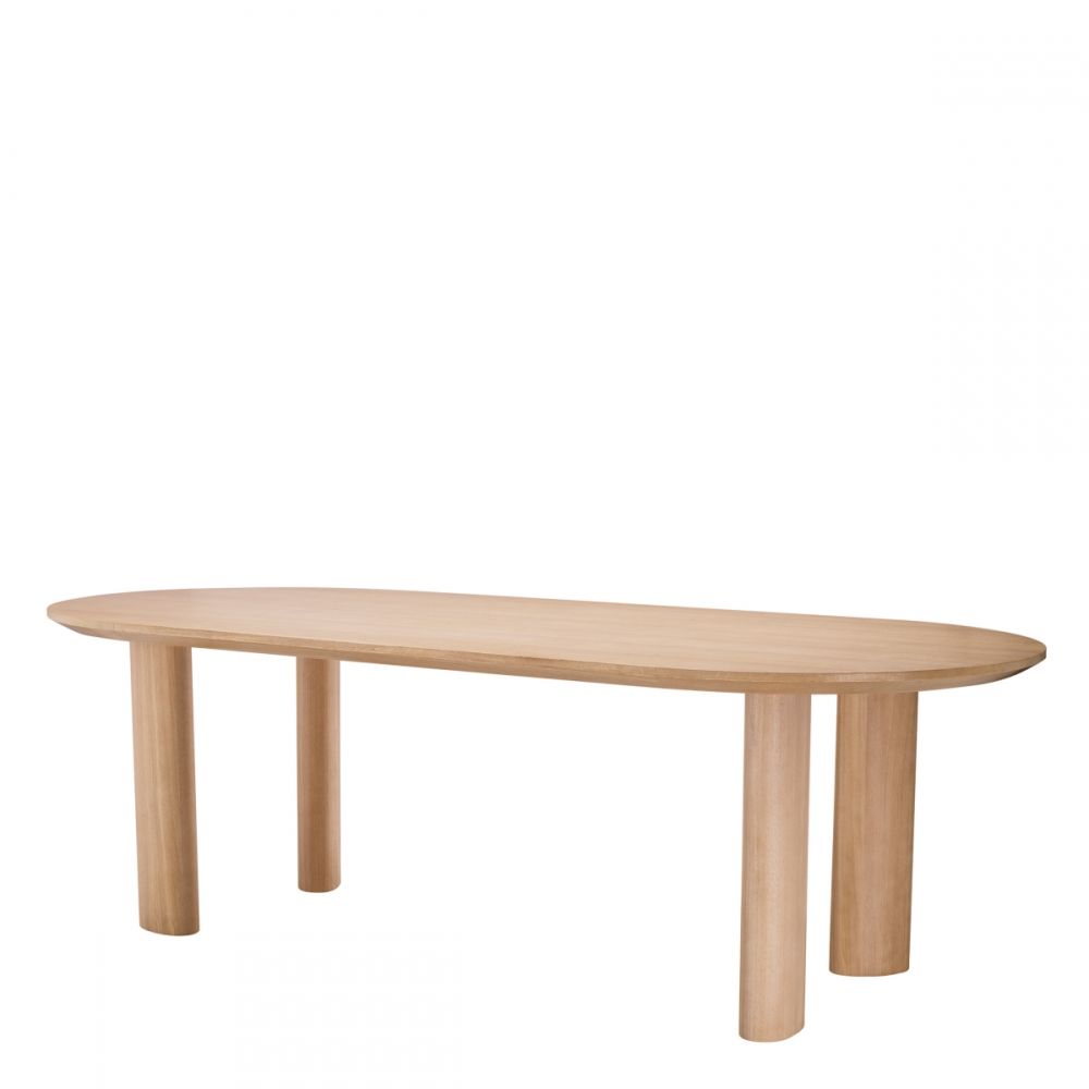 Masa Oval Mogardo S Eichholtz din Furnir de stejar Bej de 6-8 persoane L244xH77cm