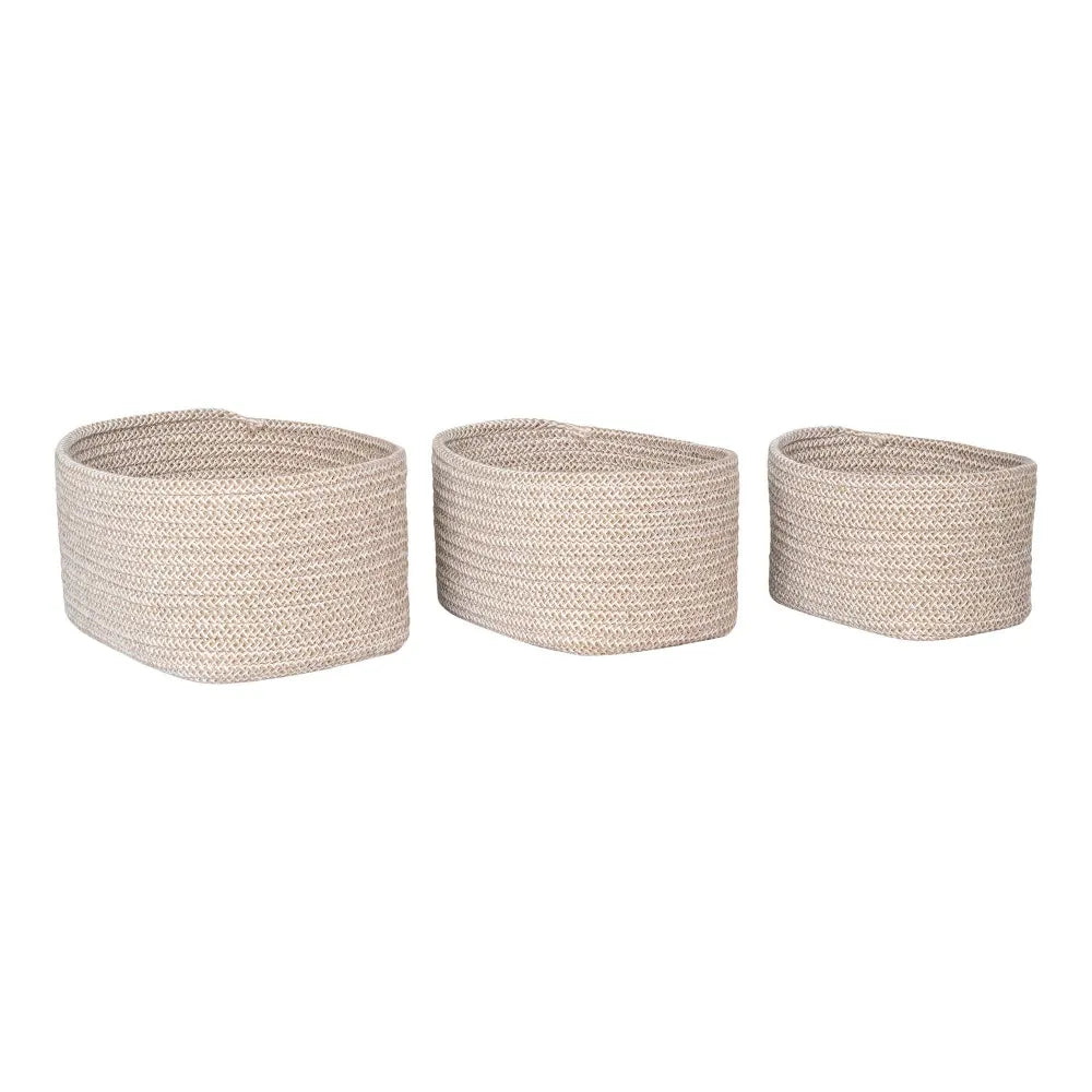 Set 3 cosuri depozitare din Bumbac Bej H11/12/13xL17/20/23cm Cadima