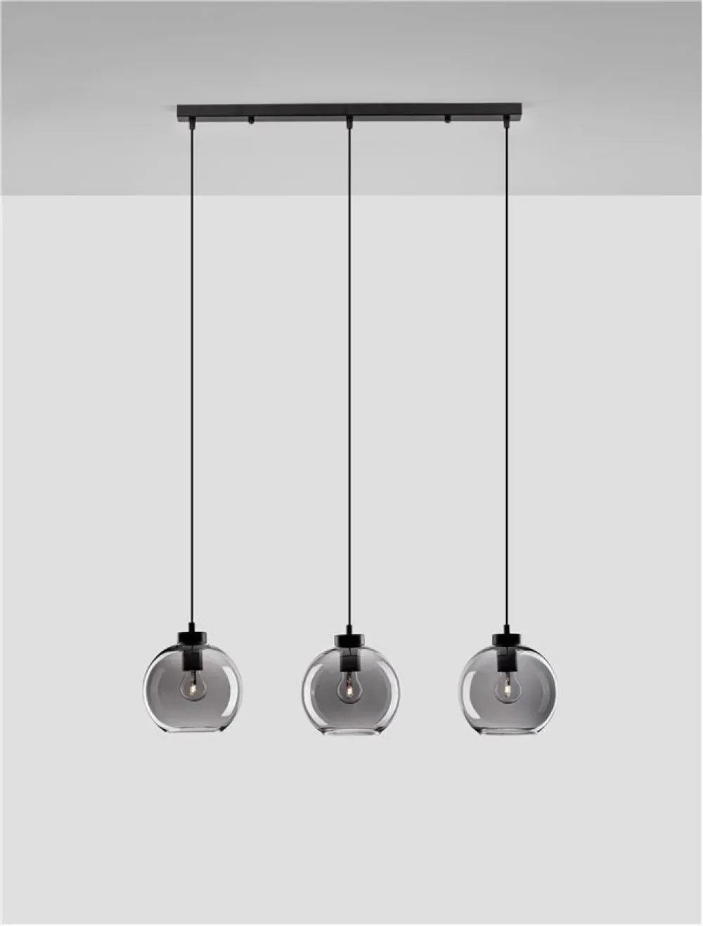 Lustra structura din Metal Negru si abajur din Sticla Fumuriu H145xL84cm IP20 PALMER