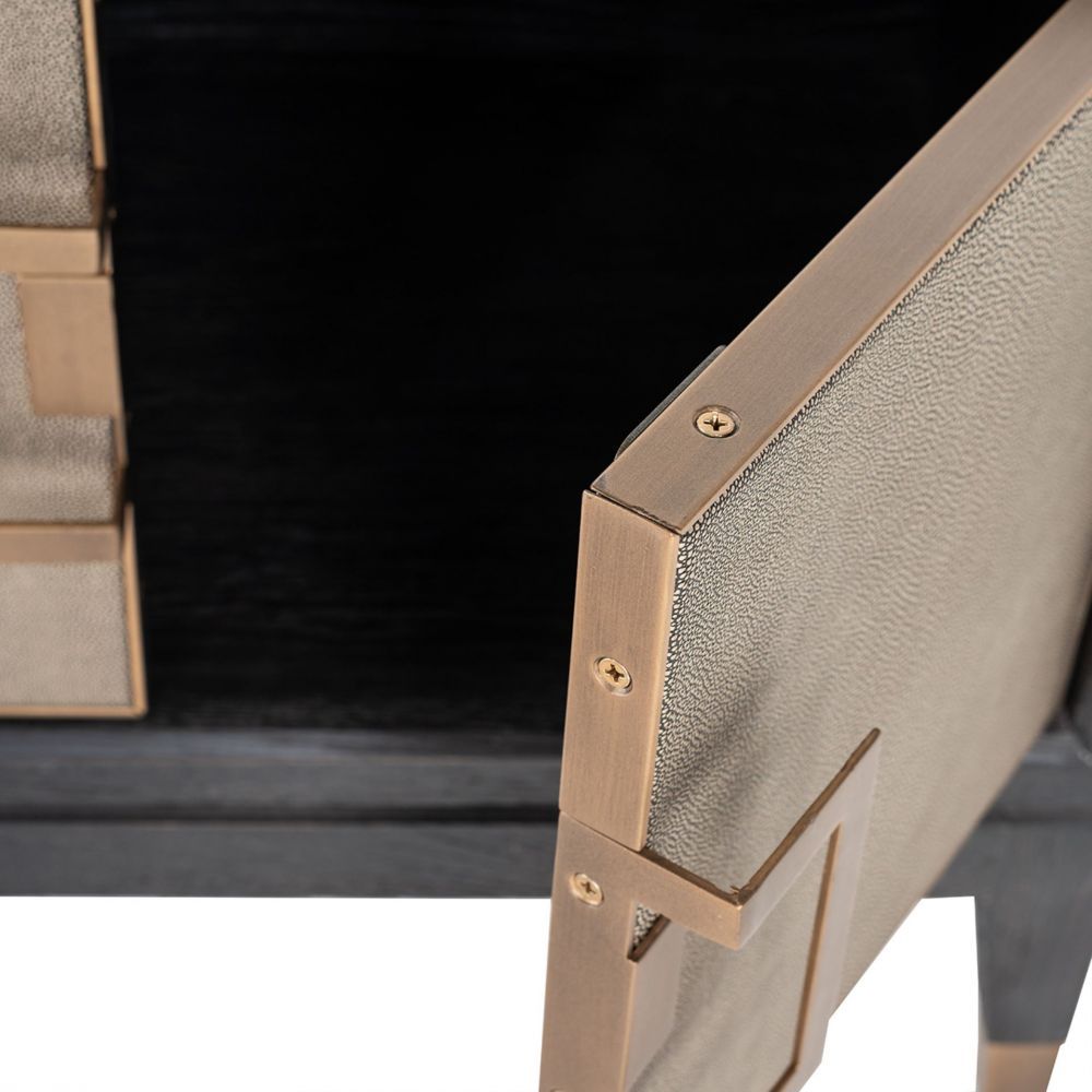 Comoda din piele ecologica si Lemn masiv de stejar Bej/Negru Bloomingville L185xH55cm Richmond Interiors