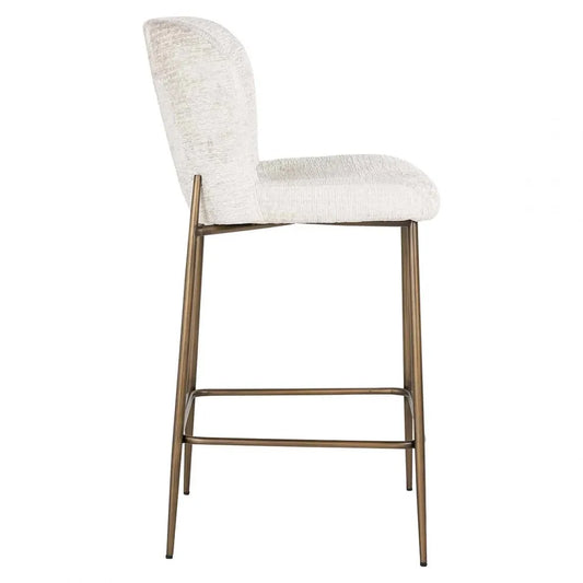Scaun de insula tapitat cu Stofa Crem cu picioare din Metal Alama H96xL50xA54cm Darby Richmond Interiors
