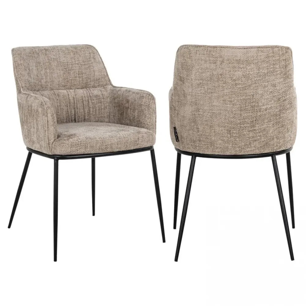 Scaun tapitat cu Stofa Bej cu picioare din Metal Negru H84xL55xA61cm Bella Richmond Interiors