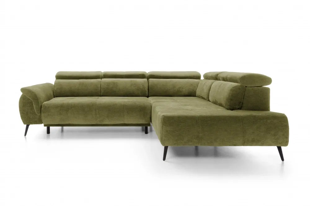 Coltar extensibil electric din catifea verde genovaII L284x208cm