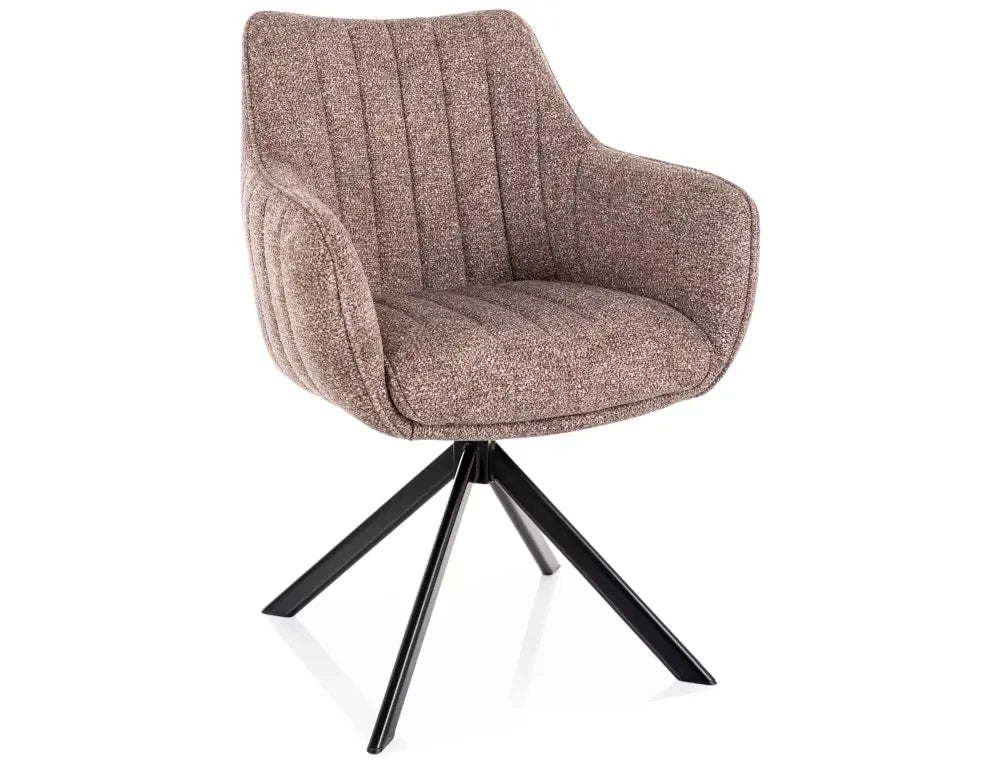 Scaun rotativ din Stofa Leo Bej si Metal Negru H86xL61xA58cm Azalia