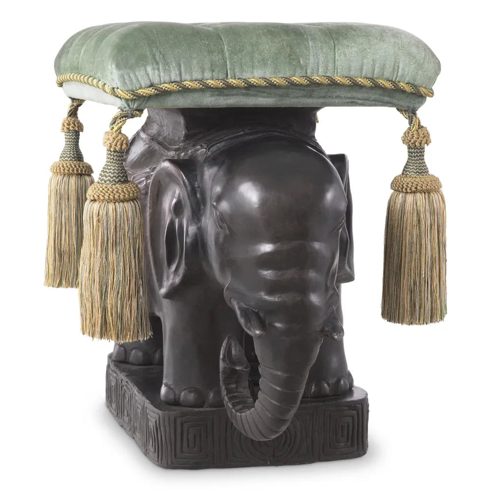 Taburet tapitat cu Catifea Turcoaz L40xA58xH55cm Elephant Eichholtz