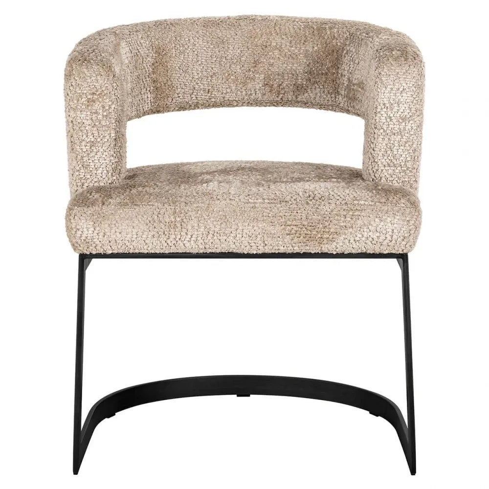 Scaun tapitat cu Stofa be lovely Bej cu picioare din Metal Negru H78xL64xA60cm Ellis Richmond interiors
