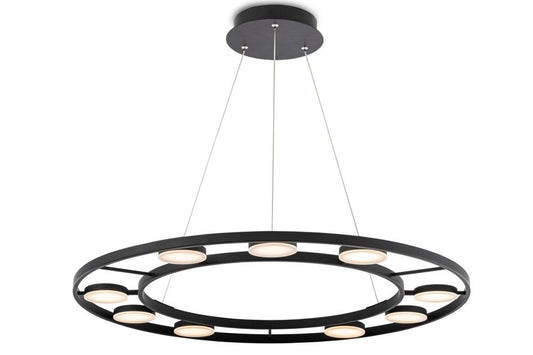 Lustra rotunda cu inaltime reglabila din Metal Negru cu LED  D80xH150cm Fad