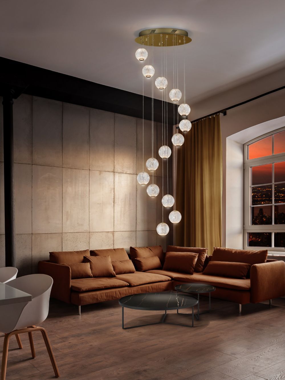 Lustra rotunda cu inaltime reglabila din Sticla Transparent cu LED D50xH300cm Austral