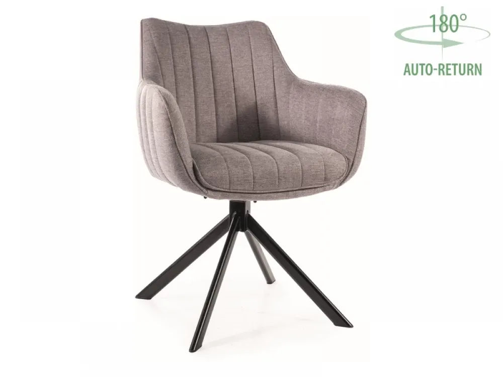 Scaun tapitat cu Stofa Gri cu picioare din Metal Negru H86xL61xA44cm Azalia