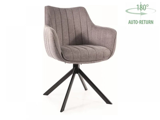 Scaun tapitat cu Stofa Gri cu picioare din Metal Negru H86xL61xA44cm Azalia