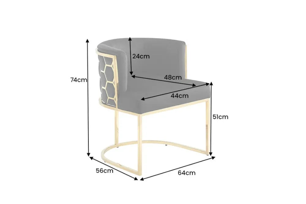 Scaun tapitat cu Catifea Negru si picioare din Otel inoxidabil Auriu H74xL64xA56cm ELEGANCE