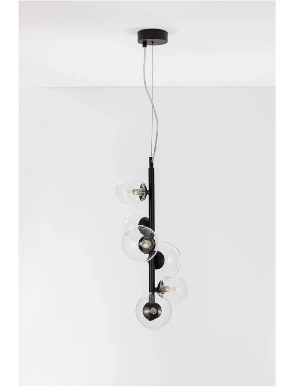 Lustra structura din Metal Negru si abajur din Sticla Transparent H120xL28cm IP20 ODILLIA