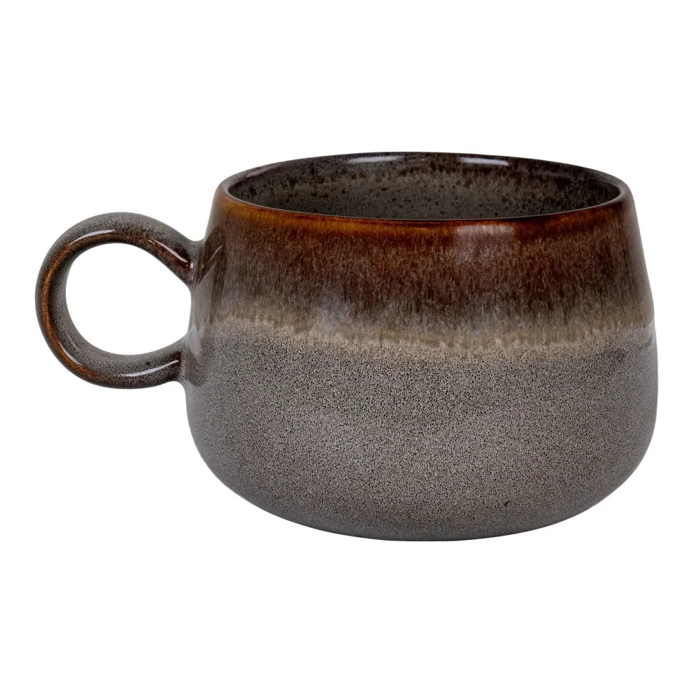 Set 4 cani din Ceramica Gri/Maro H7,5xD10cm Selma