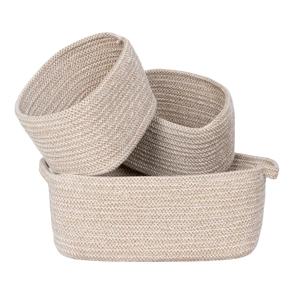 Set 3 cosuri depozitare din Bumbac Bej H12/13xL18/33cm Teixo