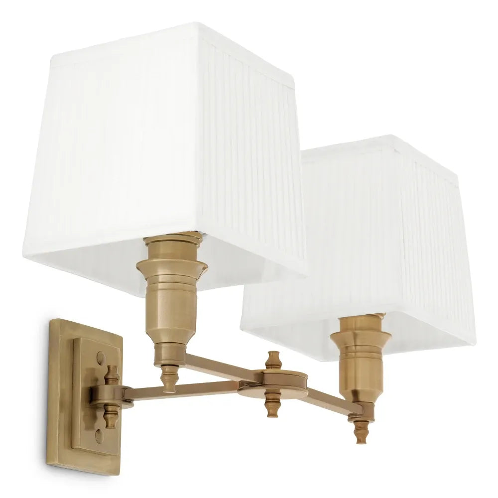 Aplica de perete din Metal Alama si Stofa Alb H27xL40cm Lexington Double Eichholtz