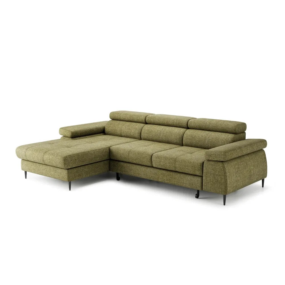 Coltar extensibil tapitat cu Chenille Verde cu lada depozitare Cordoba I