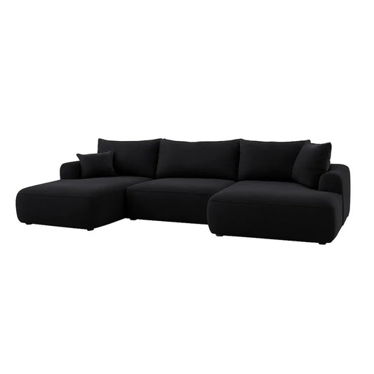 Coltar extensibil catifea vogue negru cu lada depozitare Nubio III 364x159cm