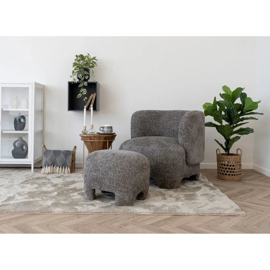 Set fotoliu cu puf tapitat cu Stofa Gri H38/72xL41/79xA53/77cm Nazare