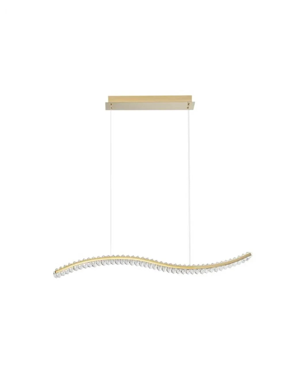 Lustra structura din Metal Auriu si abajur din Cristal Transparent H150xL100cm IP20 43W 3351lm 3500k AURELIA