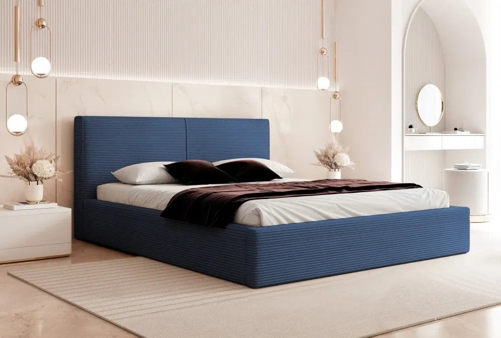 Pat 200 x 200 tapitat cu Corduroy Poso Albastru Noma
