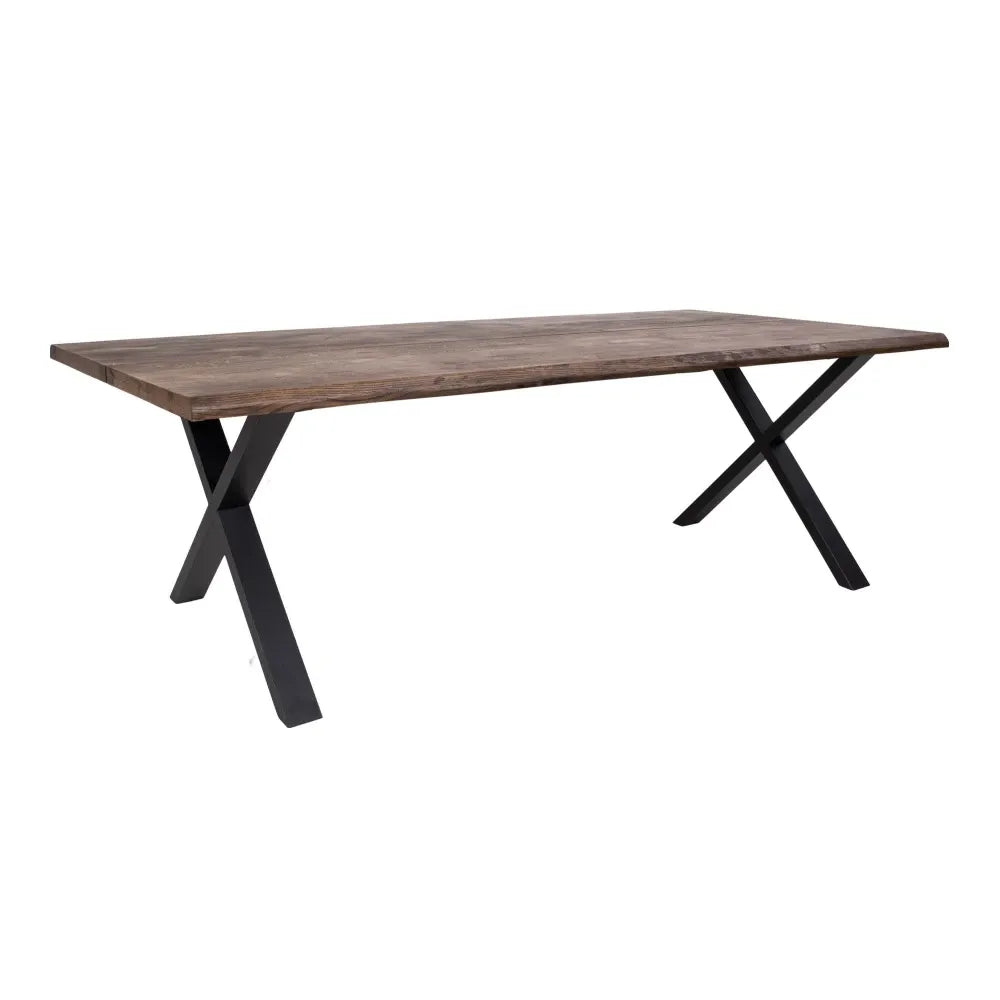 Masa din Metal Negru si Lemn de stejar Maro inchis L240xH75cm Toulon