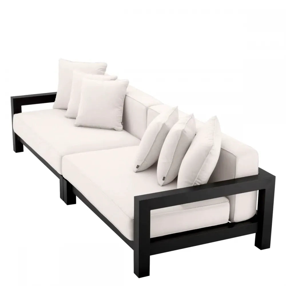 Canapea de exterior din Metal Negru si Stofa Alb H72xL273.5cm Cap-Antibes Eichholtz
